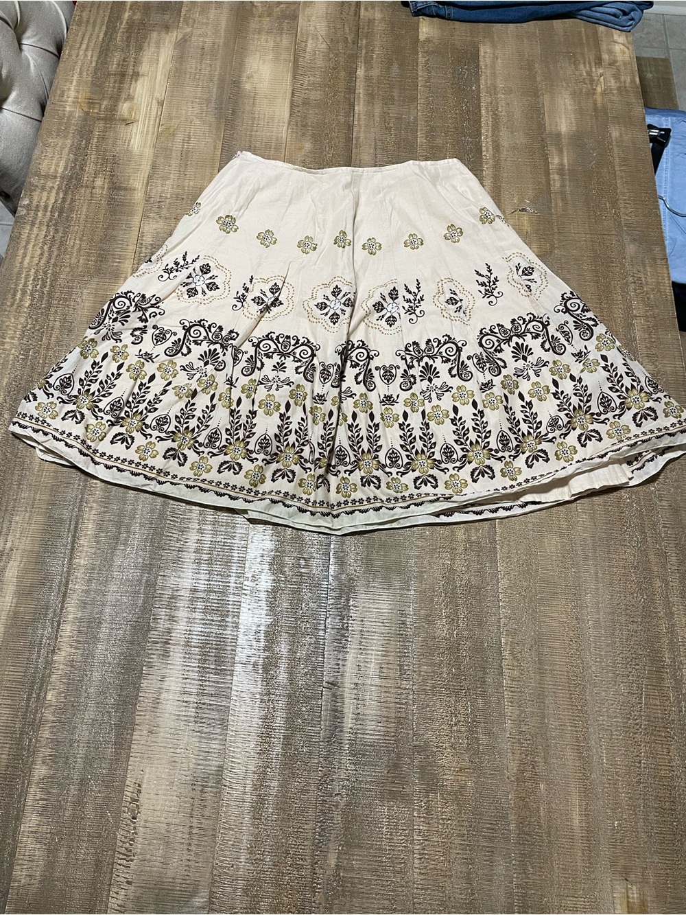 Boho Cream Midi Skirt